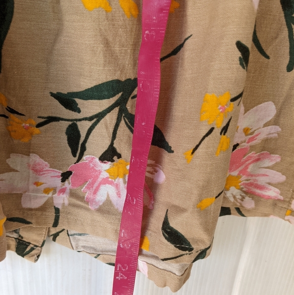 OLD NAVY girls tan floral button front linen blend dress - Picture 5 of 8